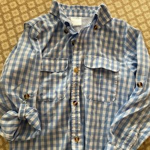 Prodoh Boys size 6 blue gingham fishing shirt